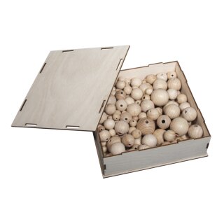 Rohholz-Kugeln Sammelbox 222 Holzkugeln in 8 versch.Größen