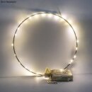Mini LED-Lichterkette m. Draht/Timer, 130cm, 20 LEDs, Batteriebetrieb, lichtgelb