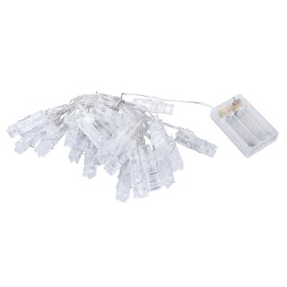 LED-Clip-Lichterkette, 390cm, 25 LEDs mit Clip, PVC-Box 1 Stück lichtgelb