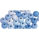 Holz Perlen Mischung, FSC 100%, 6mm ø, poliert, SB-Btl 116Stück, hellblau Töne