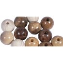 Holz Perlen Mischung FSC 100%, 12mm ø, poliert, SB-Btl 32Stück, natur Töne