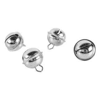Deko-Metallglöckchen kugelförmig, 24mm ø, SB-Btl 4Stück, platin