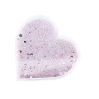 Acryl Magnet-Bilderrahmen Herz m.Glitter, 9,4x2,4x9,4cm, Schneekugel Effekt