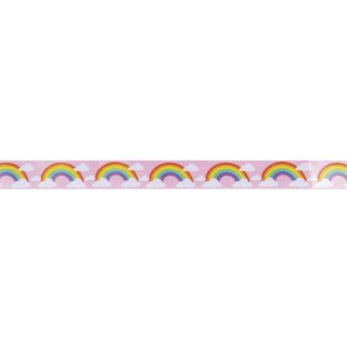 Dekoband Regenbogen, 2,5cm, mit formstabiler Kante, Rolle 20m, babyrosa