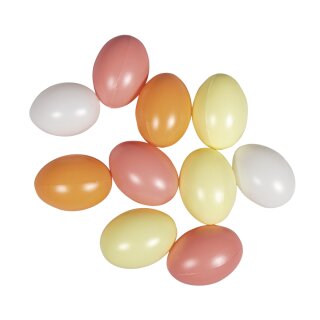 Plastik Eier, 6cm ø, 4 Farben sortiert, Beutel 10 Stück, apricot
