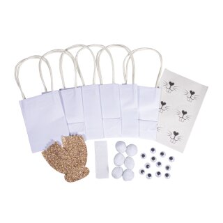 Bastelpackung Papier Geschenktasche Osterhase 10,5x24,5cm 6 Stück bunt