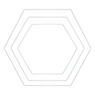 Metallringe Hexagon sortiert, je 1x20cm, 25cm, 30cm 3 Stück, weiß