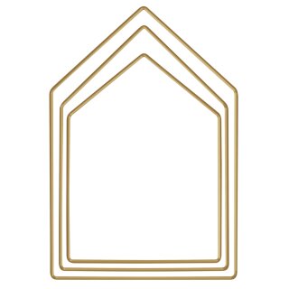 Metallringe Häuser sortiert, je 1x19cm, 23cm, 27,5cm 3 Stück, gold