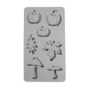 Silikon Gießform Kürbis, Pilz, Blatt, 14,5x26x1cm, 7 Formen
