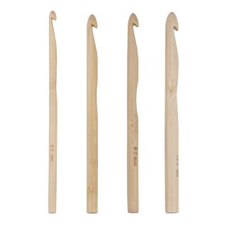Bambus Häkelnadel, 4, 6, 8, 10mm ø, Länge 15cm 4 Stück, natur