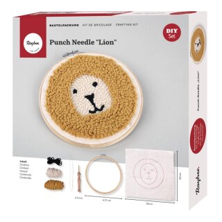 Bastelpackung Punch Needle Lion, 21cm ø, Box