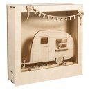 Holz Bausatz Wohnwagen, FSC Mix Credit, 24x24x6,5cm, 13-tlg. , Box 1Set, natur
