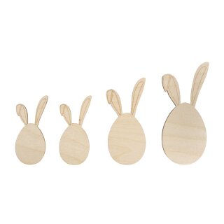 Holz Deko Hase, FSC Mix Credit, 8+10+12cm, sortiert, SB-Btl. 4Stück, natur