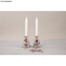 Glasvase m. Trockenblumen + Kerzenhalter, ø 8x12,5cm, konisch, für Stabkerze