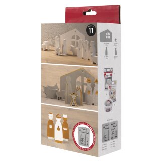 Silikon Gießform Krippe, 2teilige Form mit 11 Formen