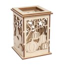 Holz Tischlaterne Kürbis, FSC Mix Credit, 8,5x8,5x11,7cm, 11tlg., 1Set, natur