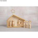 Holz Krippe mit Figuren, FSC 100% 22x5,6x21,5cm, 9tlg.1 Set natur