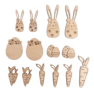 Holz Streuteile Ostern FSC Mix Credit 1,7-6cm sortiert 14 Stück natur