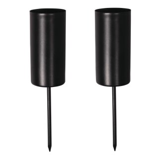 Stabkerzenhalter zum Stecken, 2,3cm ø Halter 5cm,Dornlänge 5cm 2 Stück schwarz