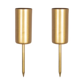 Stabkerzenhalter zum Stecken, 2,3cm ø, Halter 5cm Dornlänge 5cm 2 Stück, gold