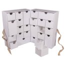 Pappmaché Adventskalender, FSC Recycled, 21x14,8x29cm, zum Aufklappen, weiß