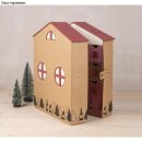 Pappmaché Adventskalender, FSC Recycled, 24x12,4x30,2cm, Haus, zum Aufklappen, kraft