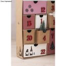 Pappmaché Adventskalender, FSC Recycled, 24x12,4x30,2cm, Haus, zum Aufklappen, kraft
