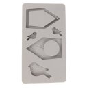 Silikon Gießform Vogelhäuser + Vögel, 14,5x26x1,2cm, 5 Formen