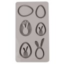 Silikon Gießform Eier + Hasen Anhänger 14,5x26x1,5cm 6 Formen