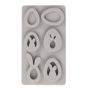 Silikon Gießform Eier + Hasen Anhänger 14,5x26x1,5cm 6 Formen
