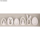 Silikon Gießform Eier + Hasen Anhänger 14,5x26x1,5cm 6 Formen
