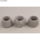 Silikon Gießformen Set Töpfchen, 3tlg., 3 Designs, 7x5,5cm