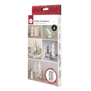 Silikon Gießform Tannenbäume, 14,5x26x2cm, 4 Formen, Box 1Stück