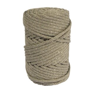 Braidy Recycling Garn m.Goldfaden, 4mm ø, geflochten, ca. 58m, Knäuel 250g, schilf