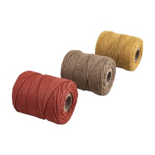 Makramee Garn, sortiert, 1mm ø, 3x ca. 50g, 3 Spulen à 65m, terrakotta