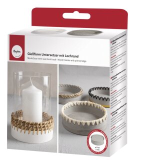 Kopie von Silikon Gießform Untersetzer mit Lochrand + Braidy Garn